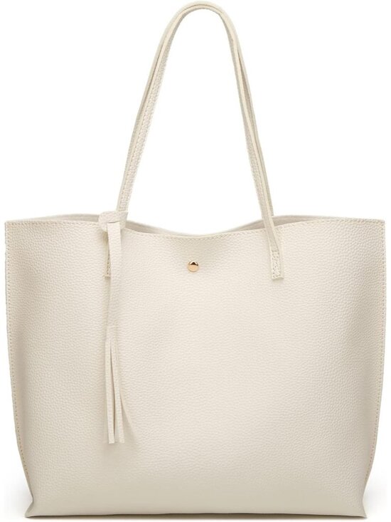 Handbags - 〽️Women's White Big Capacity Tassel Casual Faux Leather Shoulder Tote Handbag